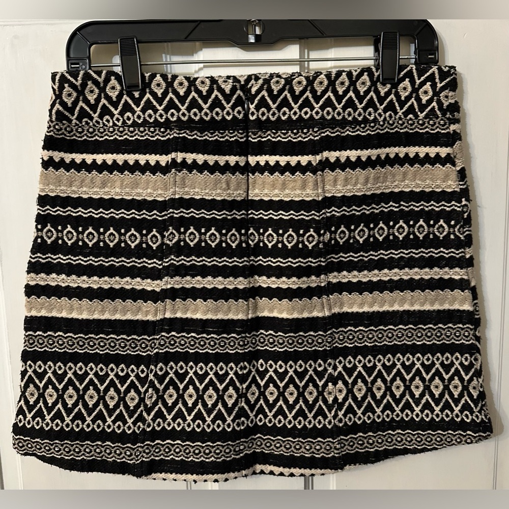 Altar’d State Mini A-line Skirt M Blk/taupe Aztec Tribal Woven Tweed Retro Boho